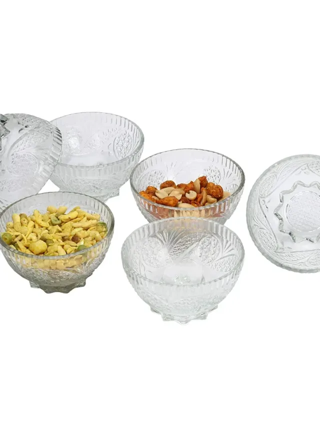 Aone Glass and Crockery Store Sweets, Decorative Glass Bowls Set of 06 (120ml)