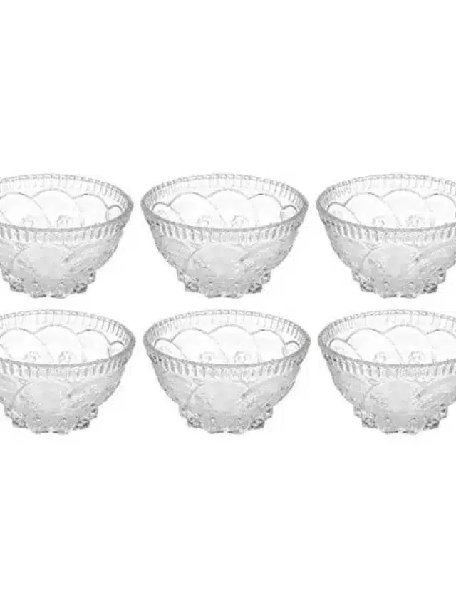 Aone Glass and Crockery Store Dry-Fruits, Sweets, Candy Glass Bowls Set of 06 (120ml)