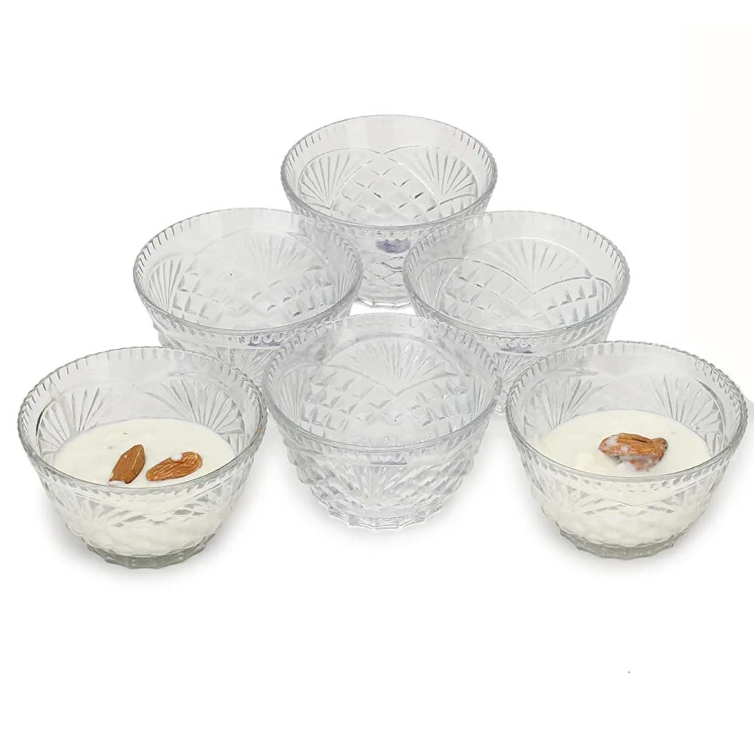 Set of 6 Dessert Bowls with Rich Silver Artwork - World Art Glass Decor -  Murano Glass Gifts Co.